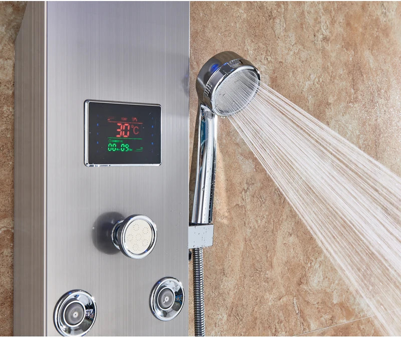 LED Light Bathroom Shower Panel Intelligent LCD Shower Column System