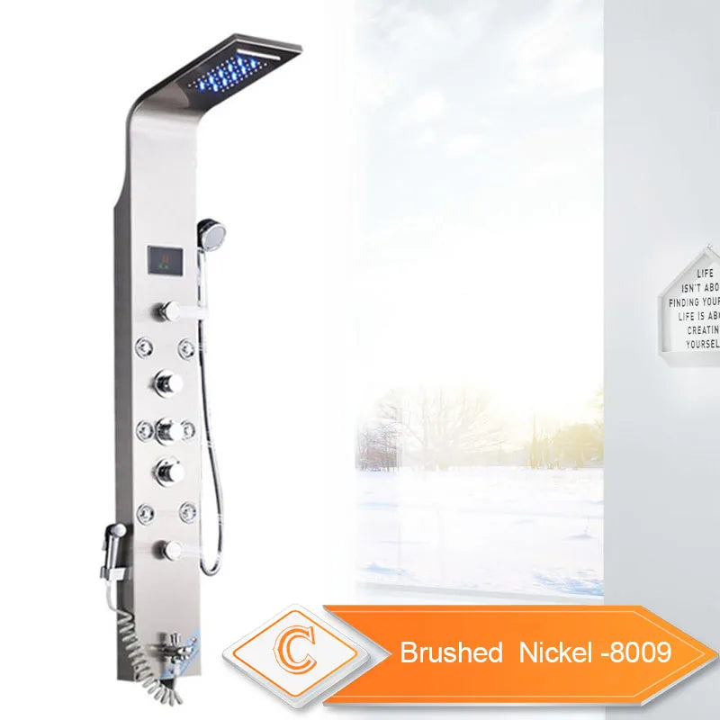 LED Light Bathroom Shower Panel Intelligent LCD Shower Column System