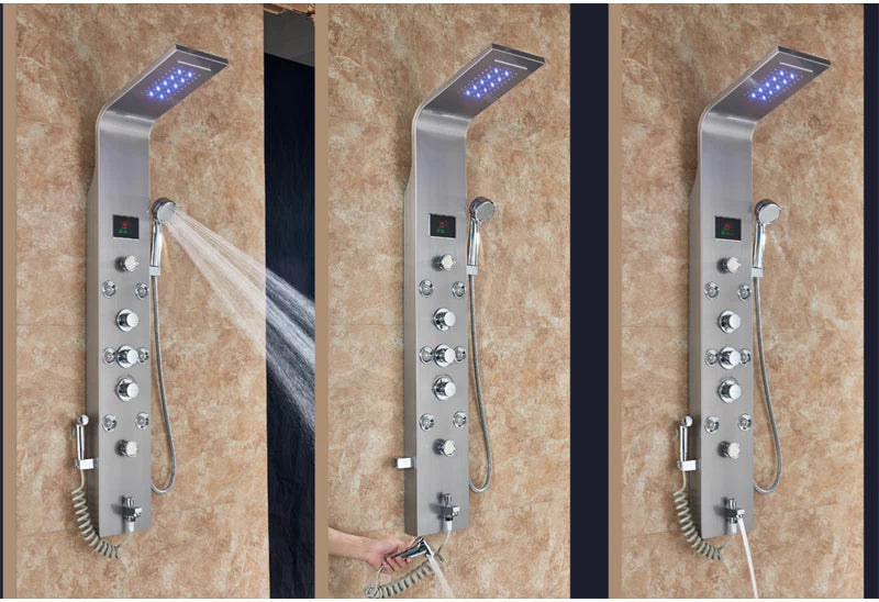 LED Light Bathroom Shower Panel Intelligent LCD Shower Column System