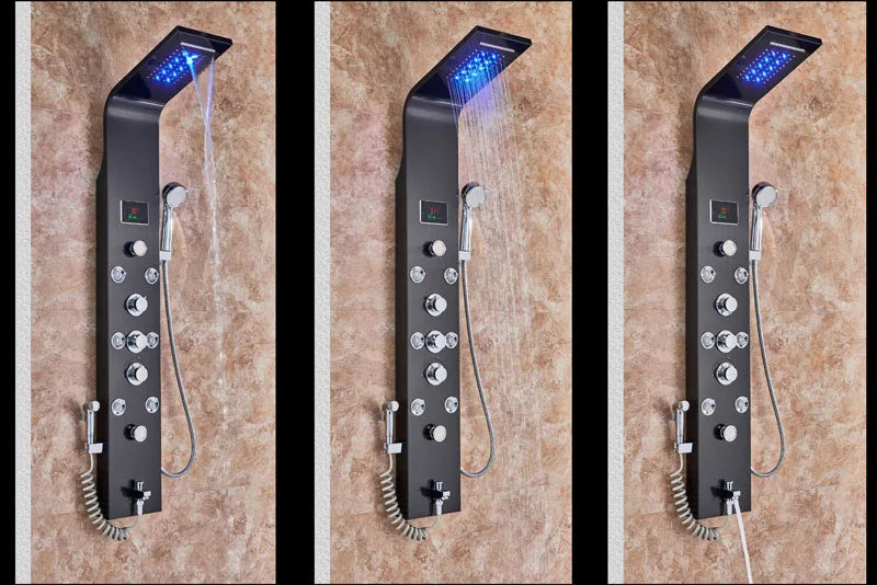 LED Light Bathroom Shower Panel Intelligent LCD Shower Column System