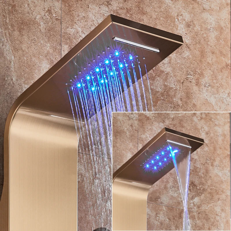 LED Light Bathroom Shower Panel Intelligent LCD Shower Column System