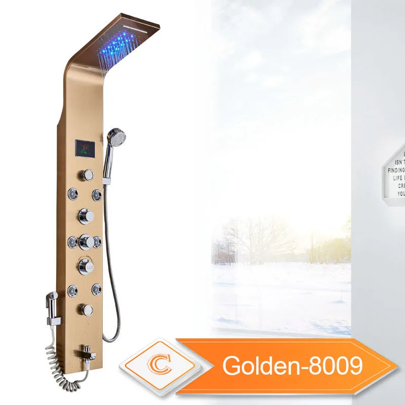 LED Light Bathroom Shower Panel Intelligent LCD Shower Column System