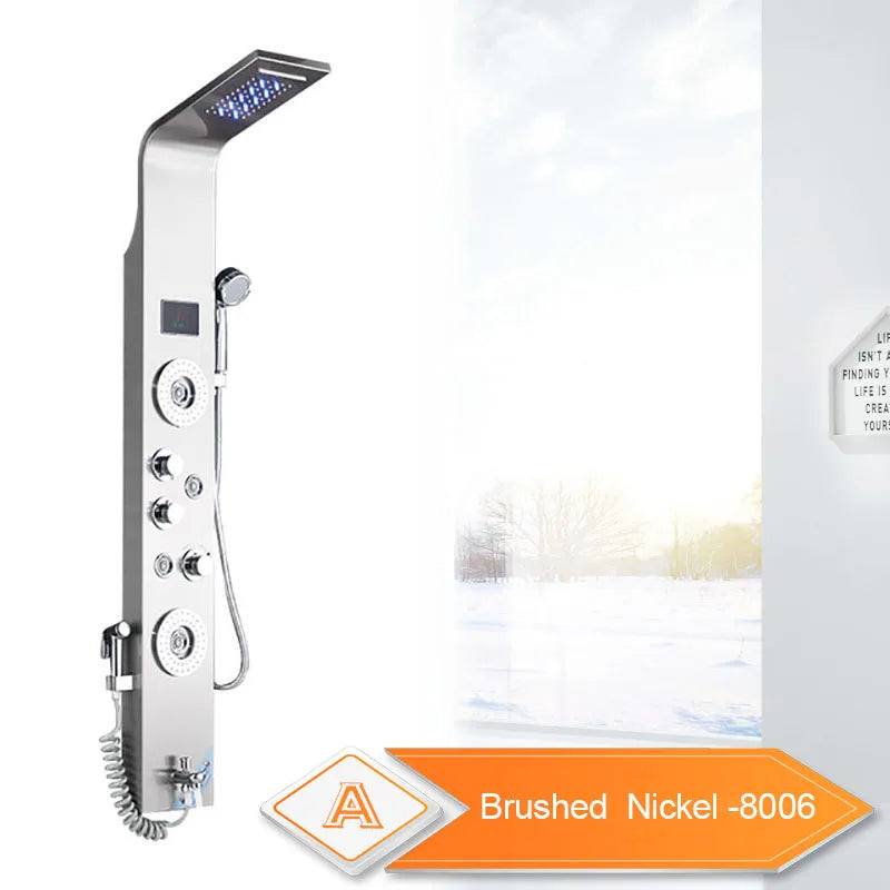 LED Light Bathroom Shower Panel Intelligent LCD Shower Column System