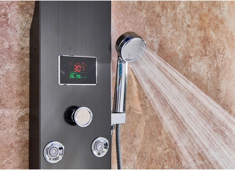 LED Light Bathroom Shower Panel Intelligent LCD Shower Column System