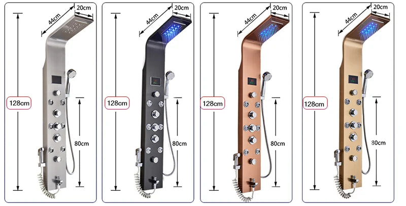 LED Light Bathroom Shower Panel Intelligent LCD Shower Column System