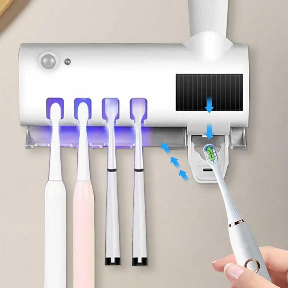 Wall Mounted Toothbrush Holder 4 Toothbrush Slots UV Light