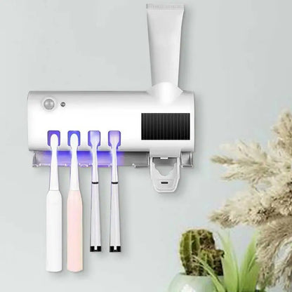 Wall Mounted Toothbrush Holder 4 Toothbrush Slots UV Light