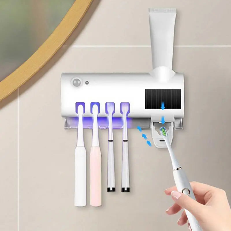 Wall Mounted Toothbrush Holder 4 Toothbrush Slots UV Light