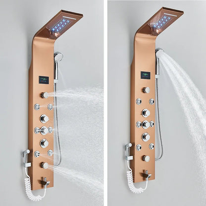 LED Light Bathroom Shower Panel Intelligent LCD Shower Column System