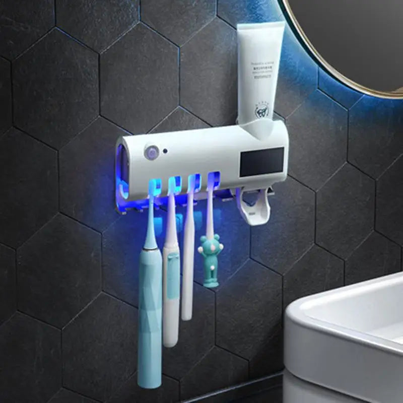 Wall Mounted Toothbrush Holder 4 Toothbrush Slots UV Light